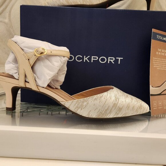 Rockport Total Motion "Kalila Two Piece" Heels. NIB. Size 10. Cream. - Picture 1 of 11